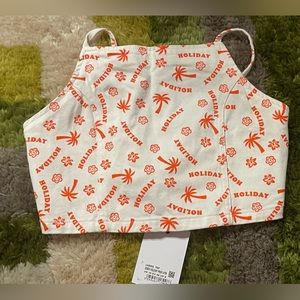 NWT Dolls Kill Holiday Print Cotton Denim Top Size 6